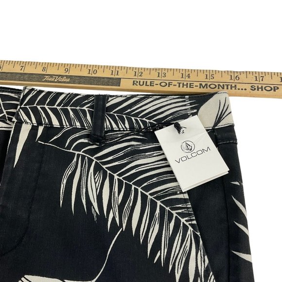 Volcom Dress Pants Womens Sz 5 Black Palm Tropical Straight Leg Mid Rise $75 Nwt - Picture 8 of 11